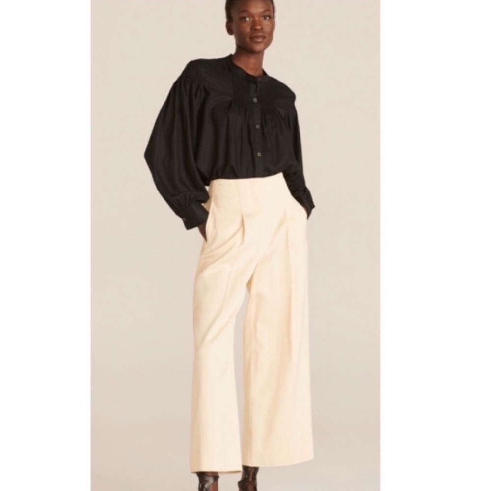 Rebecca Taylor Long Sleeve Twill Blouse in Black.